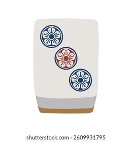 Hand-painted mahjong tile three-piece picture card illustration