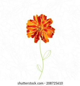 Hand-painted marigold with glare