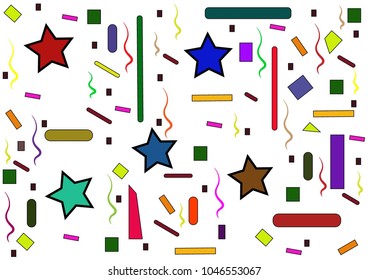 Hand-painted multicolored abstract background with geo-geometric figures and futuristic design elements