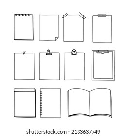 Conjunto de ilustraciones de bloc de notas pintadas a mano (plano)