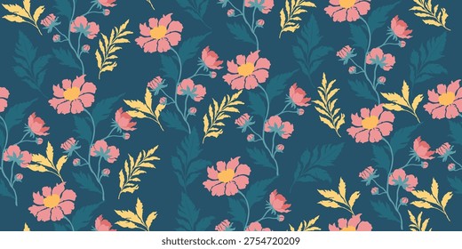 Hand-painted petal patterns, seamless floral backgrounds, suitable for fabrics, textiles, clothing, posters, covers, banners and backgrounds.