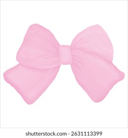 Hand-painted pink bow in soft watercolor style — perfect for feminine designs, baby showers, romantic themes, and elegant packaging.