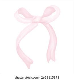 Hand-painted pink bow in soft watercolor style — perfect for feminine designs, baby showers, romantic themes, and elegant packaging
