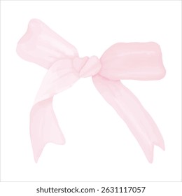 Hand-painted pink bow in soft watercolor style — perfect for feminine designs, baby showers, romantic themes, and elegant packaging