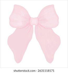 Hand-painted pink bow in soft watercolor style — perfect for feminine designs, baby showers, romantic themes, and elegant packaging