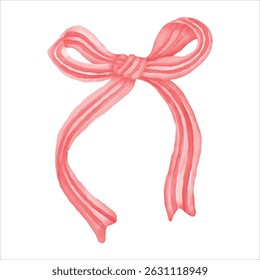 Hand-painted pink bow in soft watercolor style — perfect for feminine designs, baby showers, romantic themes, and elegant packaging.