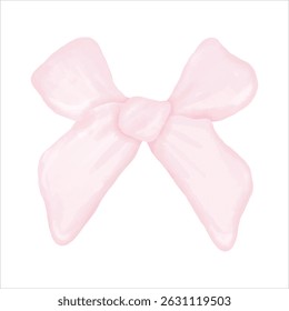 Hand-painted pink bow in soft watercolor style — perfect for feminine designs, baby showers, romantic themes, and elegant packaging.
