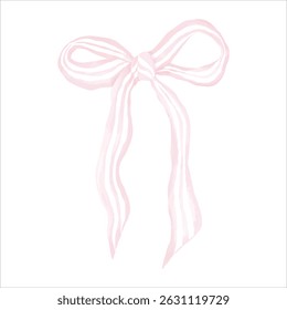 Hand-painted pink bow in soft watercolor style — perfect for feminine designs, baby showers, romantic themes, and elegant packaging.