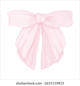 Hand-painted pink bow in soft watercolor style — perfect for feminine designs, baby showers, romantic themes, and elegant packaging.