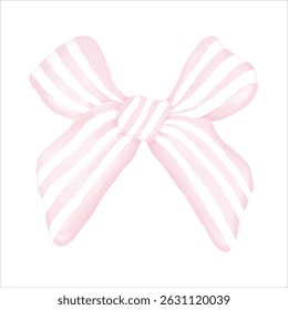 Hand-painted pink bow in soft watercolor style — perfect for feminine designs, baby showers, romantic themes, and elegant packaging.