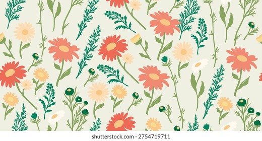 Hand-painted plant petal patterns, seamless floral backgrounds, suitable for fabrics, textiles, clothing, posters, covers, banners and backgrounds.