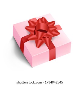 Ilustración de la caja de regalo rosa del arco rojo 3D pintada a mano, Día de San Valentín, Día de la Madre, Cumpleaños Feliz, Regalo de Navidad,
