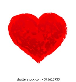 Hand-painted red heart, vector 