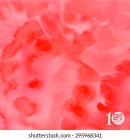Handpainted red watercolor background. Vector watercolor splash for your design