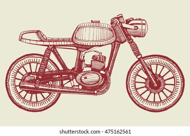 hand-painted retro custom classic motorcycle. Cafe Racer style.