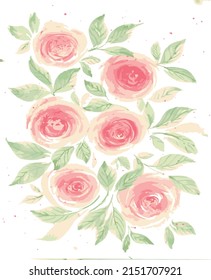 Rosas pintadas a mano con un tema vantage. Este arte floral es ideal para las tarjetas de cumpleaños y la invitación a la boda