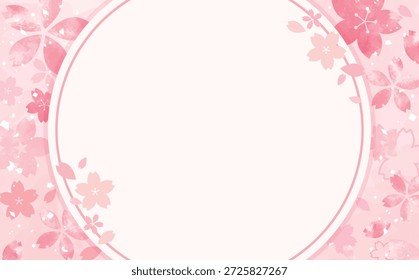 Fondo de sakura pintado a mano y marco circular