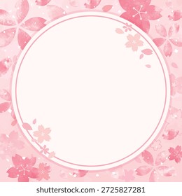 Fondo de sakura pintado a mano y marco circular