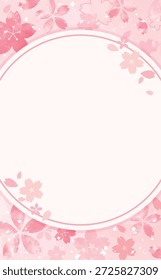 Fondo de sakura pintado a mano y marco circular