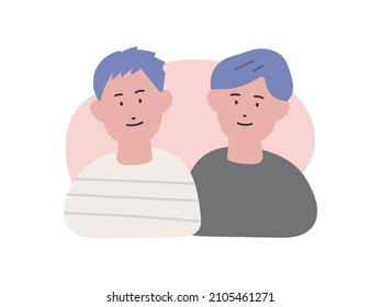 Hand-painted same-sex couple vector illustration