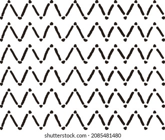 Handgemalte, einfache Schwarz-Weiß-Zickzack-Muster