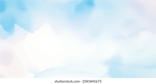 Hand-Painted Sky Blue Watercolor with Fluid Aquarelle Texture, Elegantly Blended on Absorbent White Paper to Create a Dreamy, Soft Background Full of Peaceful Brush Strokes and Subtle Layers.
