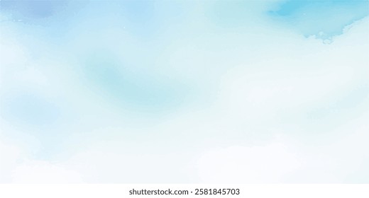 Hand-Painted Sky Blue Watercolor with Fluid Aquarelle Texture, Elegantly Blended on Absorbent White Paper to Create a Dreamy, Soft Background Full of Peaceful Brush Strokes and Subtle Layers.

