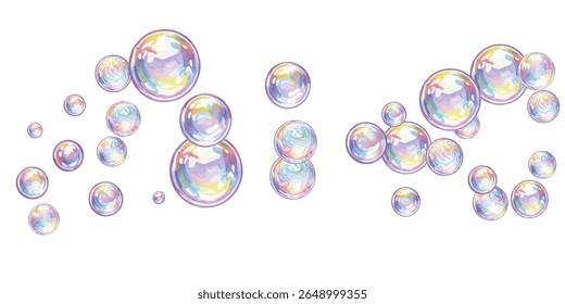hand-painted soap bubbles clipart. Soft pastel hues, transparent texture, perfect for kids designs, greeting cards, digital scrapbooking, and dreamy decorative projects.