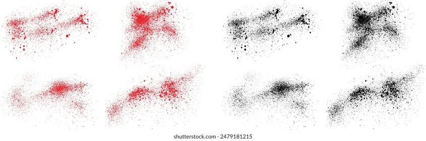 Fondo de pincel de grunge pintado a mano. Conjunto de fondo de Anuncio de tinta de salpicadura de color negro y rojo angustiado