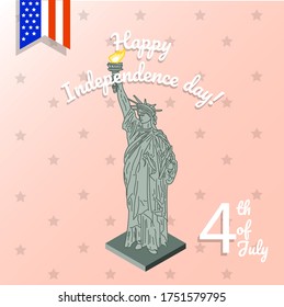 Hand-painted statue of liberty in flat design for U.S. Independence day (the 4th of July)