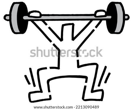 Hand-painted stick figure doing weightlifting
