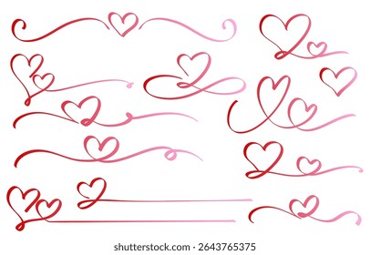 Hand-painted style heart decoration set (pink gradient)