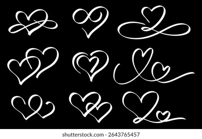 Hand-painted style heart decoration  set (monochrome)