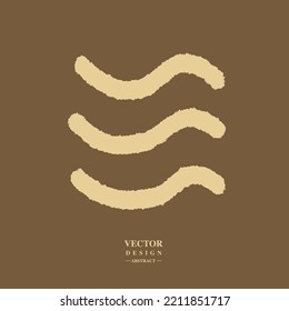 hand-painted three wavy lines,, abstract freehand strokes, golden color schemes, vector graphics.