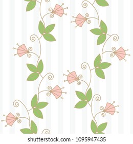 Hand-painted Trendy Seamless Floral Pattern. Vector Illustration of decorative floral design for wedding invitations and greeting cards.