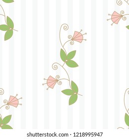 Hand-painted Trendy Seamless Floral Pattern. Vector Illustration of decorative floral design for wedding invitations and greeting cards.