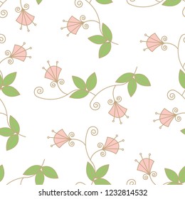 Hand-painted Trendy Seamless Floral Pattern. Vector Illustration of decorative floral design for wedding invitations and greeting cards.