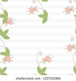 Hand-painted Trendy Seamless Floral Pattern. Vector Illustration of decorative floral design for wedding invitations and greeting cards.