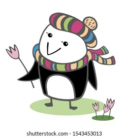 Handpainted vector cartoon penguin picture