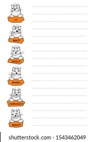 Handpainted vector cats schedule sheet