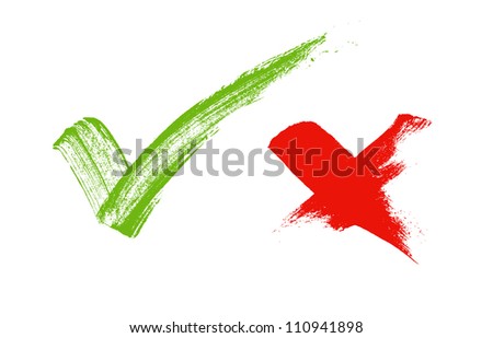 Hand-painted vector OK and Cancel signs / icons