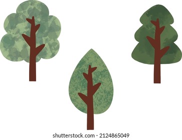 Handpainted vector set of illustration of trees Forrest. Ideal for print, stickers, graphic design, textile and fashion print, collage, scrap booking and other creative projects.