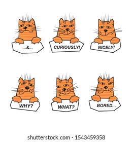 Handpainted vector set of orange cats