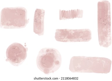 Handpainted vector watercolor set of Illustrations of ink and acrylic splashes, brush strokes, paint stains. Ideal for print, card, greeting, graphic design, invitation and other creative projects