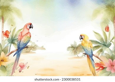 Hand-Painted Wall Mate | Watercolor Vector Background With Parrot