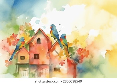 Hand-Painted Wall Mate | Watercolor Vector Background With Parrot