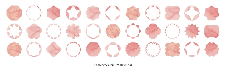 Hand-painted watercolor abstract star explosion set, collection. Japanese style frame collection 