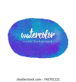 Hand-painted watercolor background. Watercolour wash. Blue paint stain isolated on white.