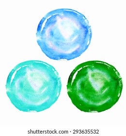 Hand-painted watercolor circles, graphic design elements