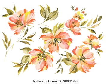 Hand-Painted Watercolor Floral Bouquet in Warm Autumn Tones